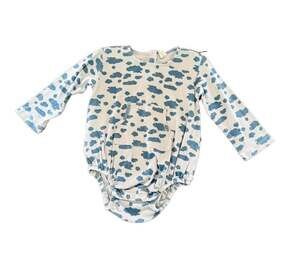 Kate Quinn Blue Cloud Ribbed Organic Cotton Long Sleeve Bubble Romper 2T